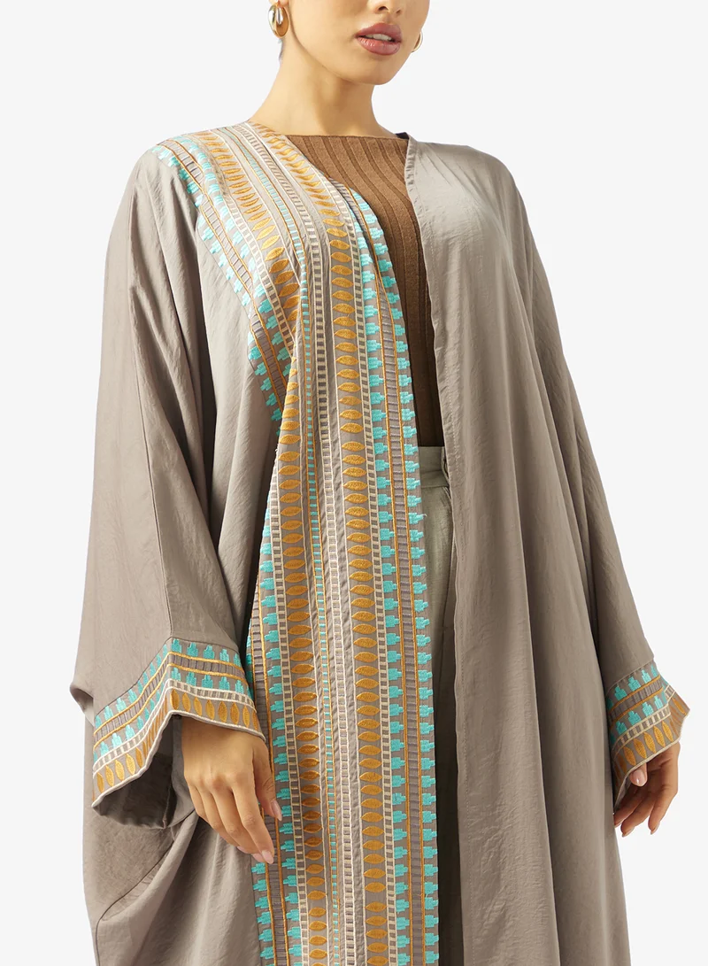 hayas closet  Embroidered Abaya With Sheila for Women | Best Price UAE